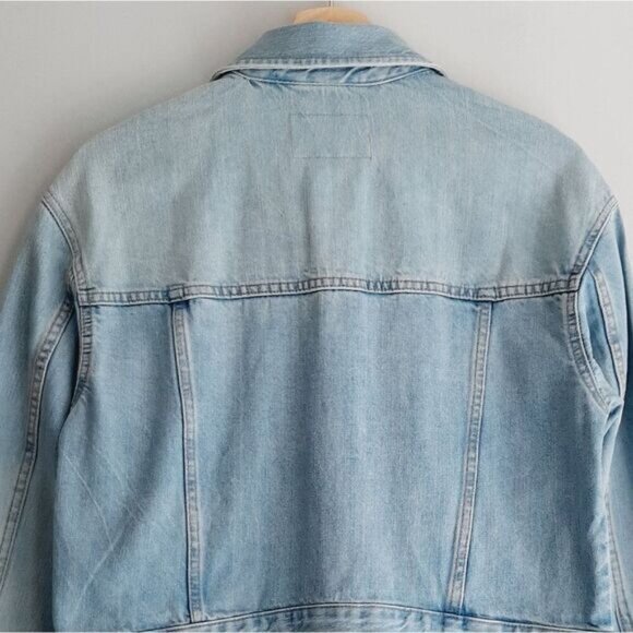 BANANA REPUBLIC Oversized Boxy Classic Button Down Jean Jacket Blue Sz XS - Picture 10 of 15